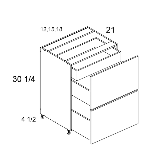 Palermo Gloss White altamax Two Drawer with One Inner Drawer Vanity Base Cabinet - 15" Wide x 34-1/2" High x 21" Deep