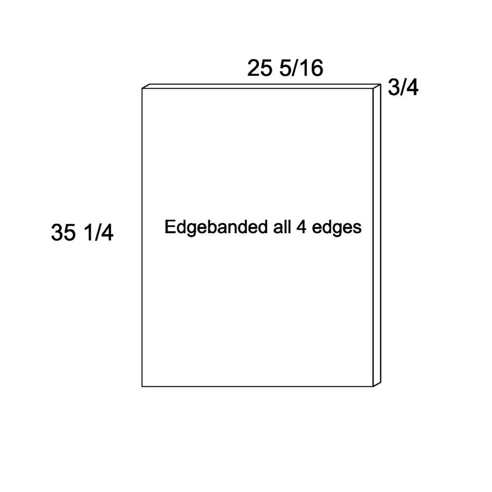 Torino Dark Wood Base Overlay Panel - 25-5/16" Wide x 35-1/4" High x 3/4" Deep