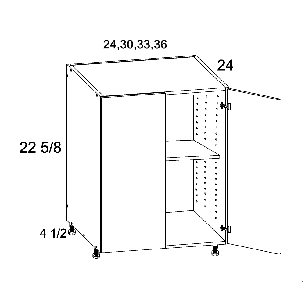 Palermo Gloss White Desk Base Cabinet - 36" Wide x 27-1/8" High x 24" Deep