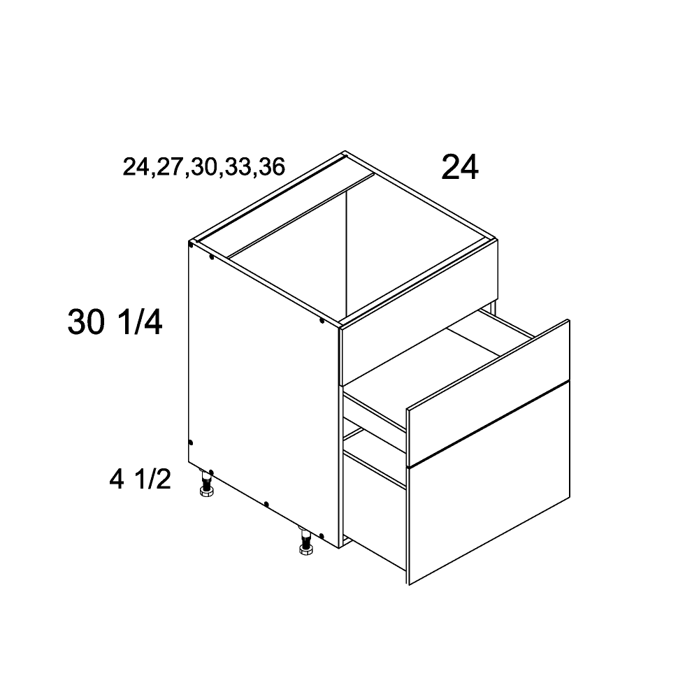 Torino White Pine altamax Two Drawer with One False Front Range Base - 36" Wide x 34-1/2" High x 24" Deep