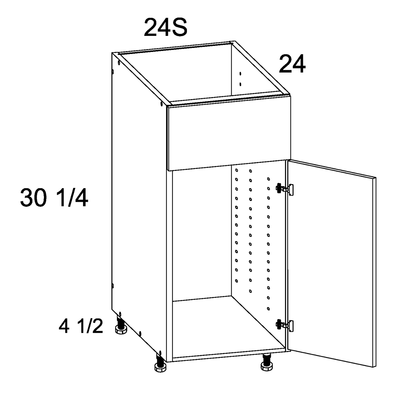 Torino White Pine Sink Base Cabinet with False Drawer Front - 24" Wide x 34-1/2" Deep x 24" Deep