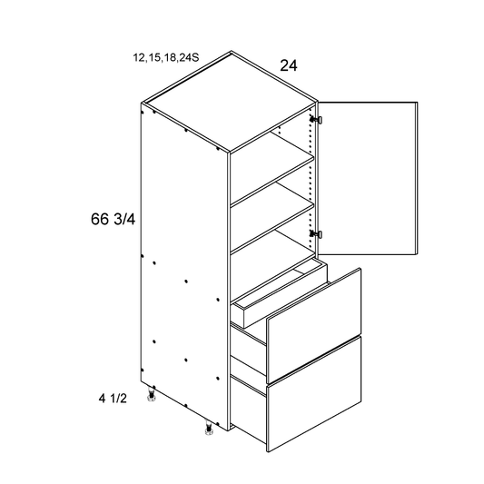 Torino White Pine altamax Tall One Door Two Drawer with One Inner Drawer Utility Cabinet - 18" Wide x 72" High x 24" Deep
