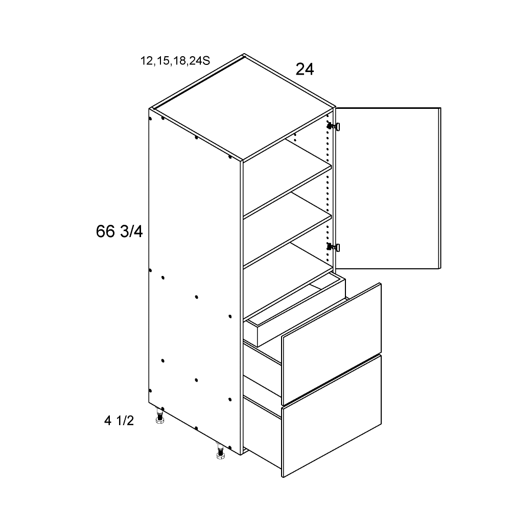 Torino White Pine altamax Tall One Door Two Drawer with One Inner Drawer Utility Cabinet - 12" Wide x 72" High x 24" Deep