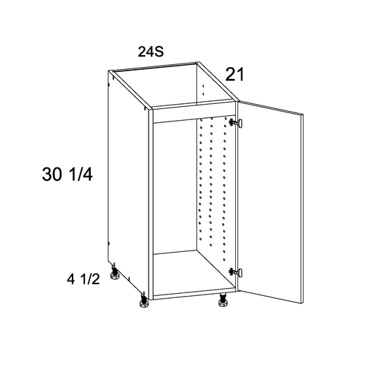 Palermo Gloss White Full Height One Door Vanity Sink Base Cabinet - 24" Wide x 34-1/2" High x 21" Deep