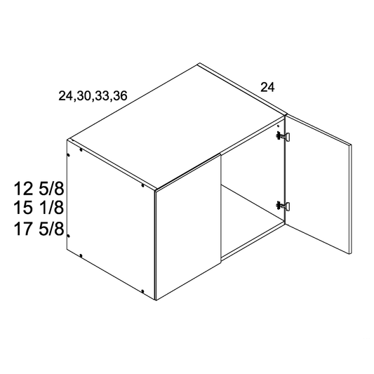Torino White Pine 24" Deep Two Door Wall Stacker Cabinet - 36" Wide x 15-1/8" High x 24" Deep