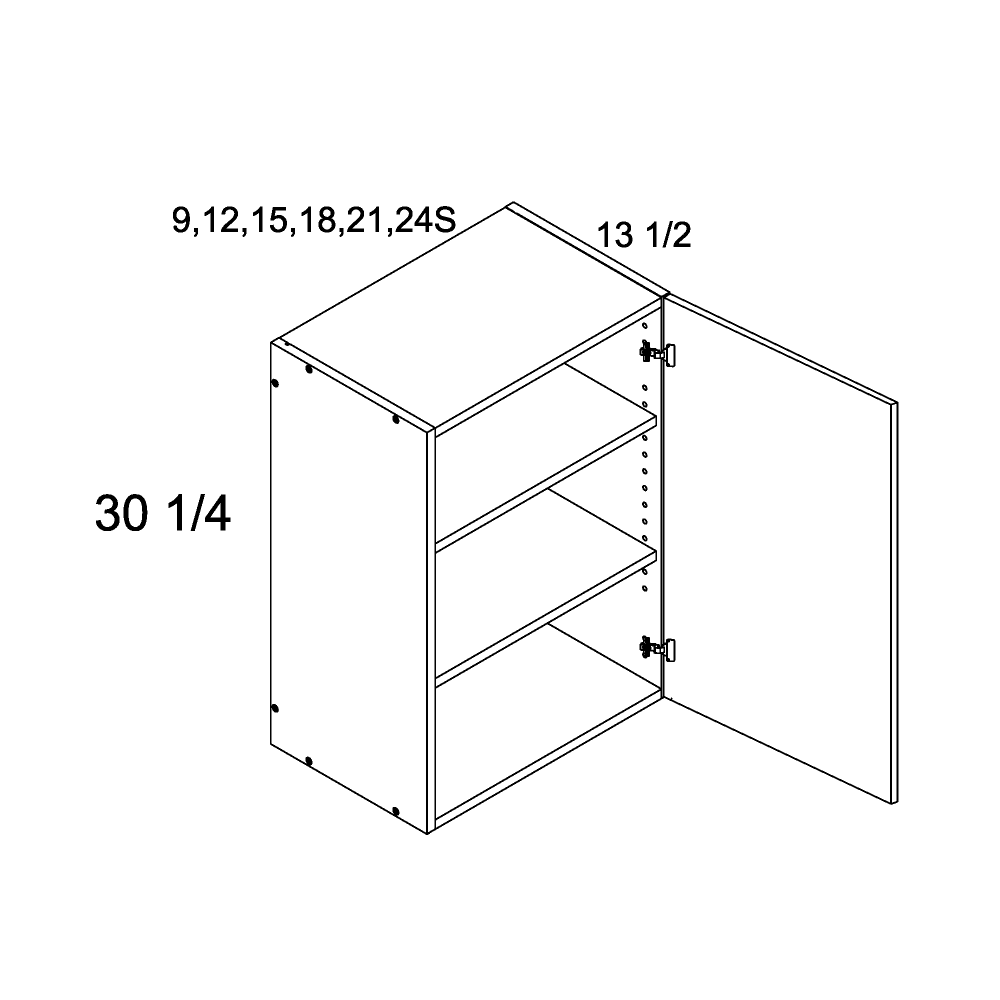 Verona Pure Blanc One Door Wall Cabinet - 24" Wide x 30-1/4" High x 13-1/2" Deep