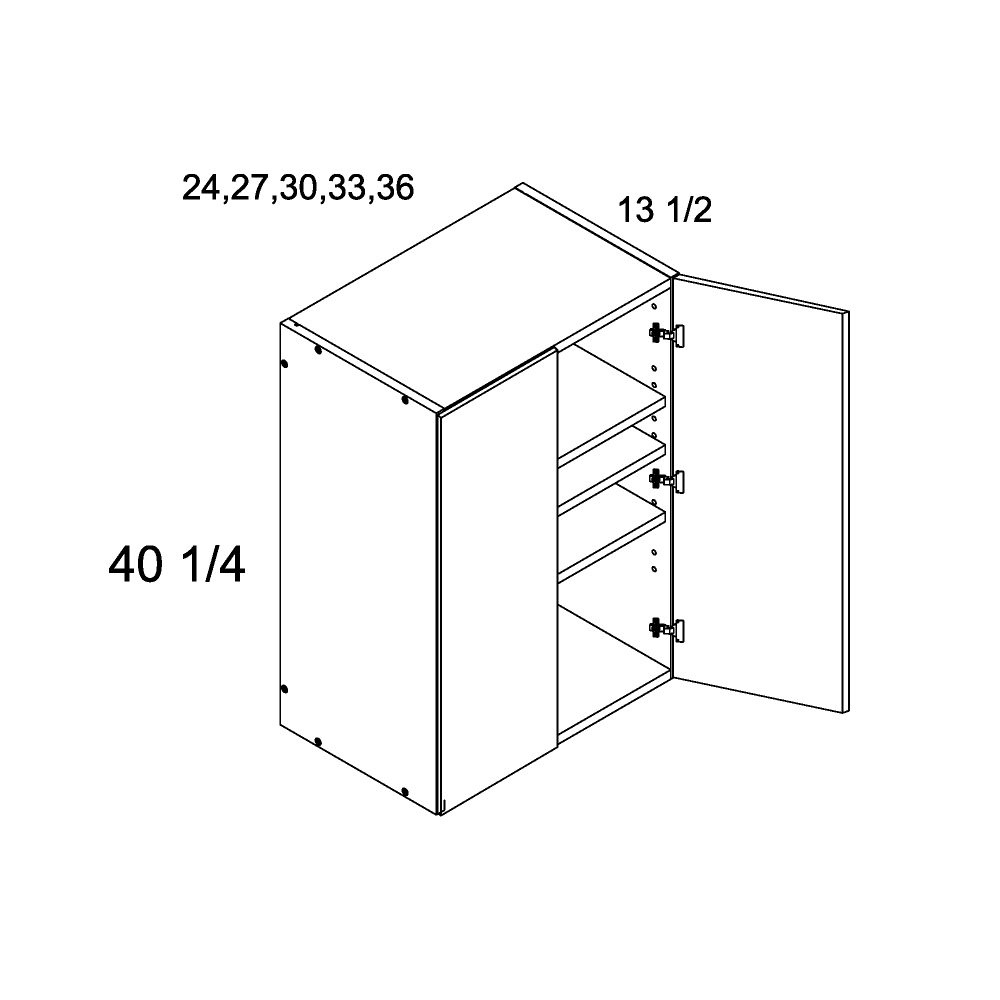 Torino White Pine Two Door Wall Cabinet - 36" Wide x 40-1/4" High x 13-1/2" Deep