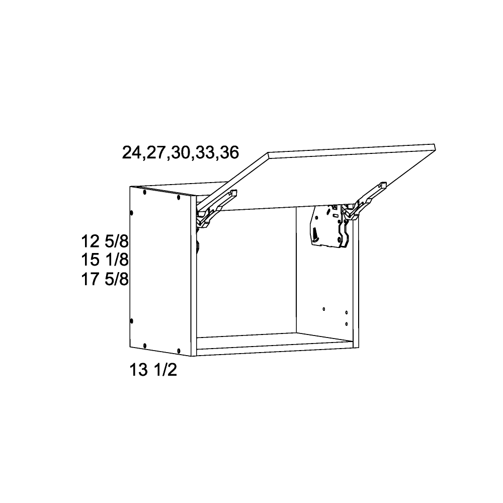 Torino White Pine 13-1/2" Deep Blum Flip Up Door Wall Cabinet - 36" Wide x 17-5/8" High x 13-1/2" Deep