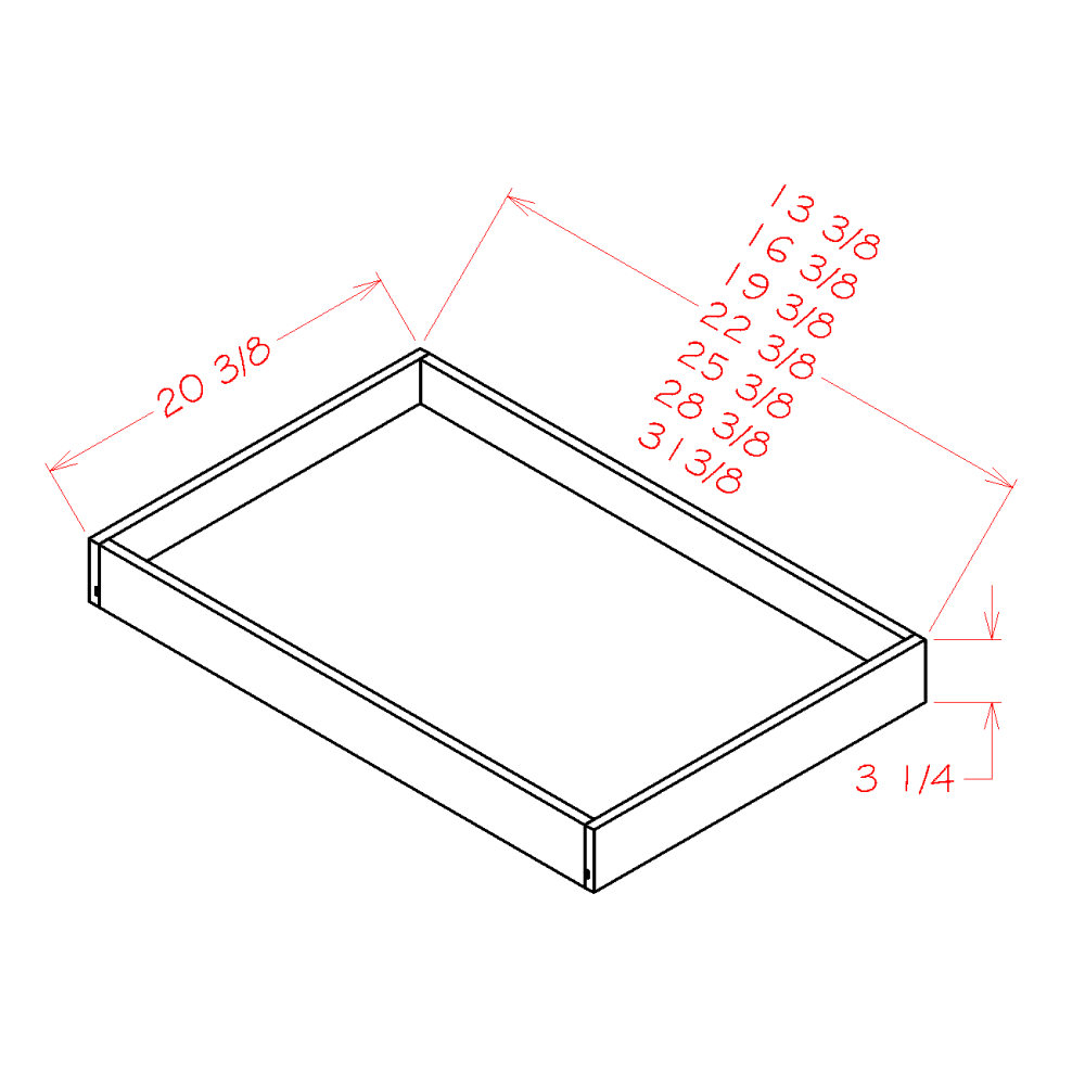 24" Roll Out Shelf - 19-1/2"W x 3-3/8"H x 20-7/16"D