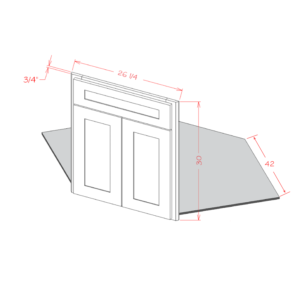 Casselberry Antique White 42" Diagonal Corner Sink Front & Floor Kit - 26-1/4"W x 30"H x 3/4"D -2D-1FDR