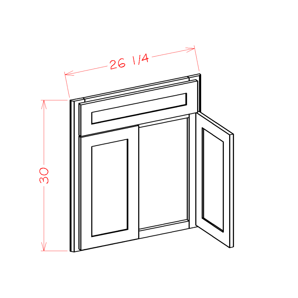 Shaker Grey 42" Diagonal Corner Sink Front - 26-1/4"W x 30"H x 3/4"D