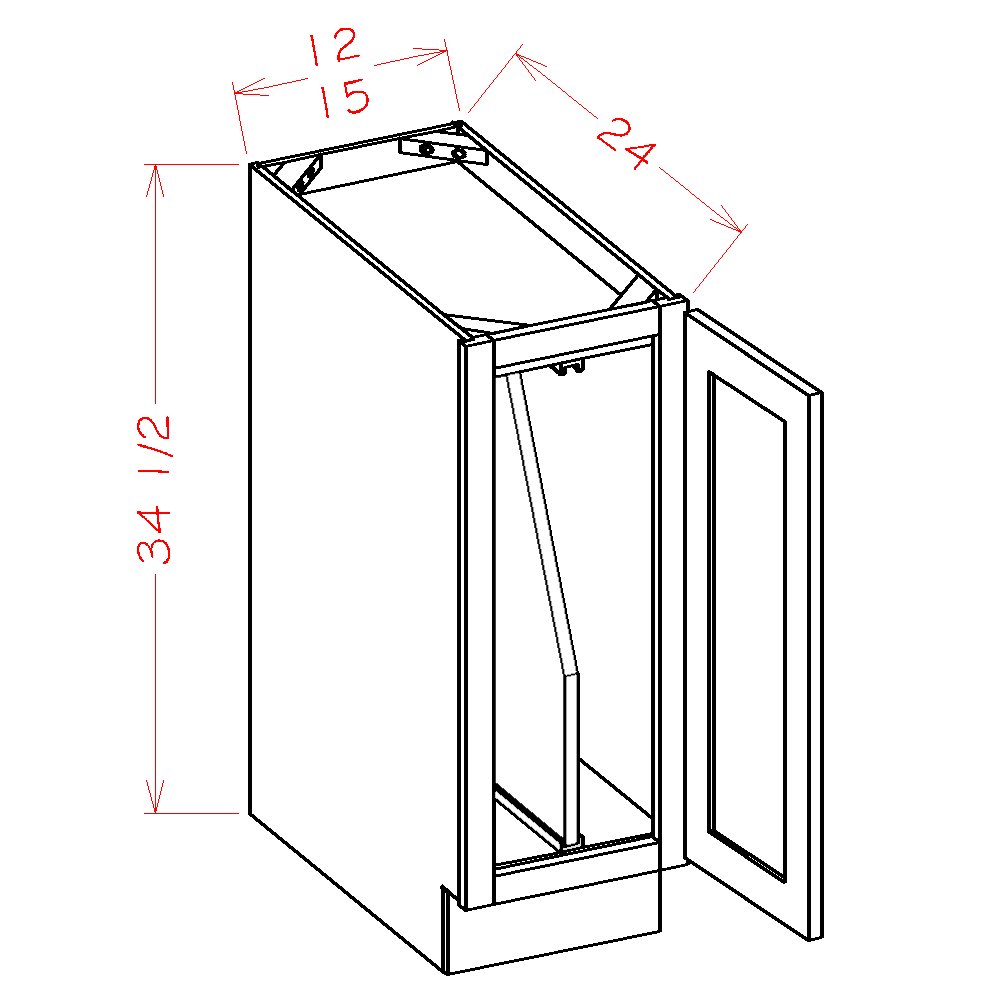 Oxford Sage Full Height Door Tray Divider Base Cabinet Kit - 15"W x 34-1/2"H x 24"D -1D-1TD