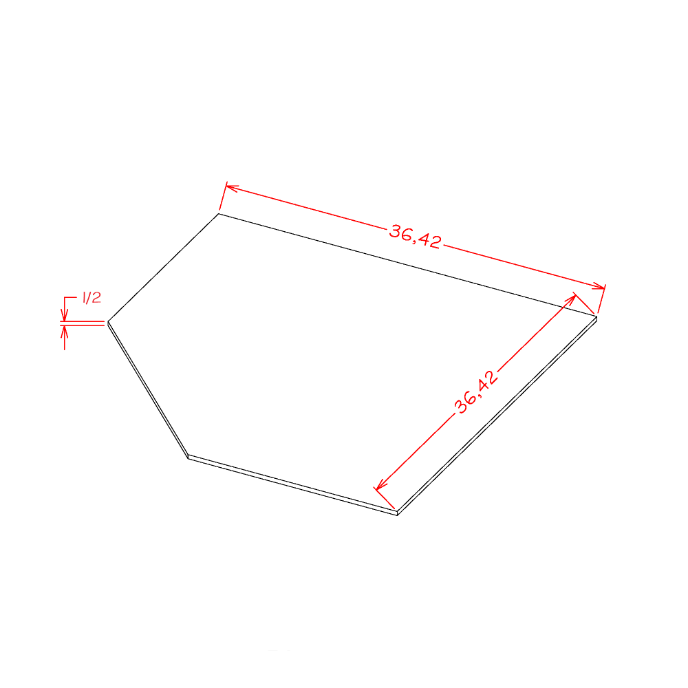 Oxford White Diagonal Corner Sink Floor - 42"W x 3/4"H x 42"D