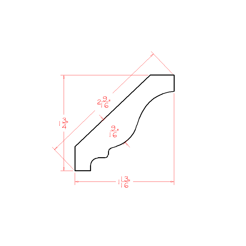 Casselberry Saddle Crown Moulding - 96"W x 1-3/4"H x 1-13/16"D