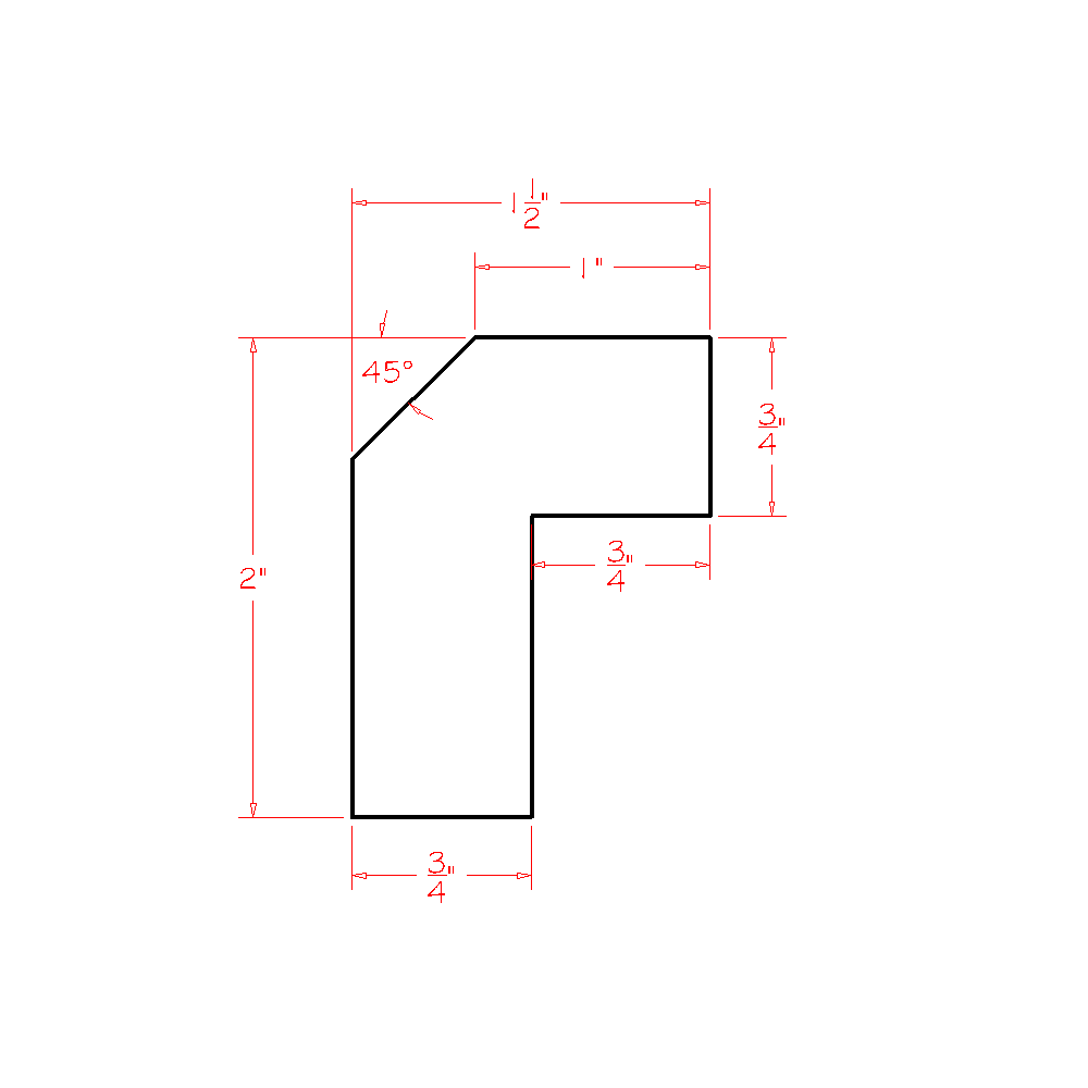 Shaker Grey Angle Light Rail Moulding - 96"W x 1-1/2" x 2"D