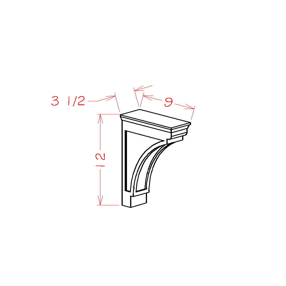 Shaker Honey - Modern Corbel - 3-1/2"W x 12"H x 9"D