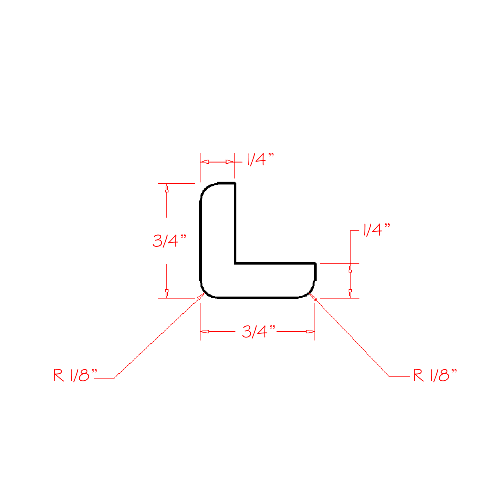 Edgeline White Outside Corner Moulding - 96"W x 3/4"H x 3/4"D