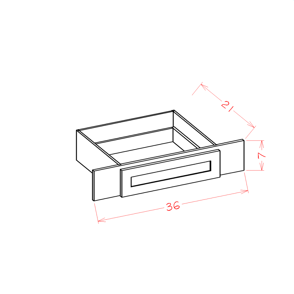Edgeline White Vanity Knee Drawer - 36"W x 7"H x 21"D (Trimmable to 27"W)