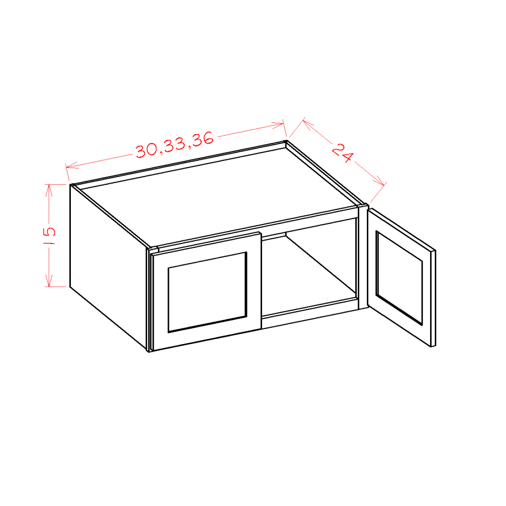 Shaker Honey Wall Refrigerator Cabinet - 36"W x 15"H x 24"D -2D