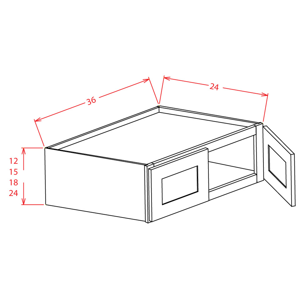 Oxford White Wall Refrigerator Cabinet - 36"W x 18"H x 24"D -2D