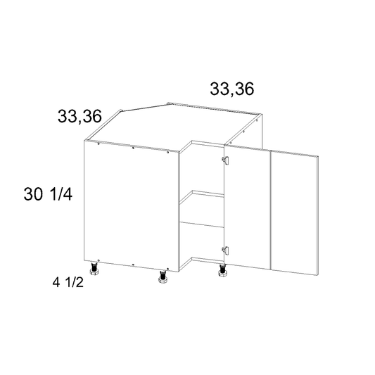 Torino White Pine Base Easy Reach Cabinet - 36" Wide x 34-1/2" High x 24" Deep