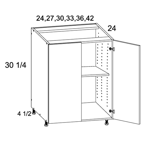 Torino White Pine Full Height Door Base Cabinet - 36" Wide x 34-1/2" High x 24" Deep