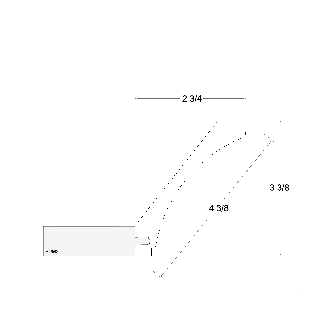 Verona Pure Blanc Cove Crown Moulding - 96" Wide x 3-3/8" High x 2-3/4" Deep