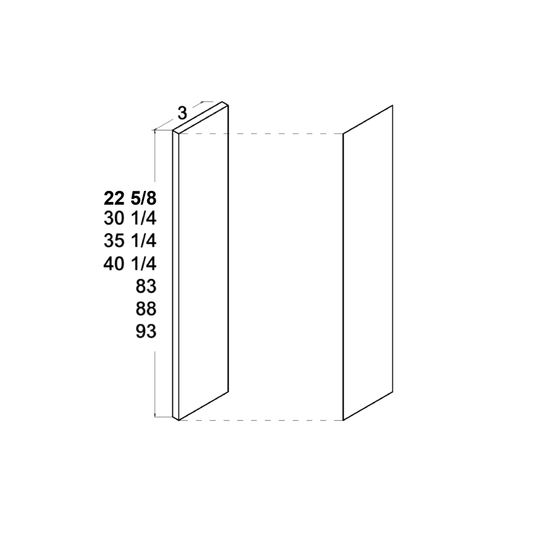 Palermo Gloss White Overlay Filler - 2-7/8" Wide x 35-1/4" High x 3/4" Deep
