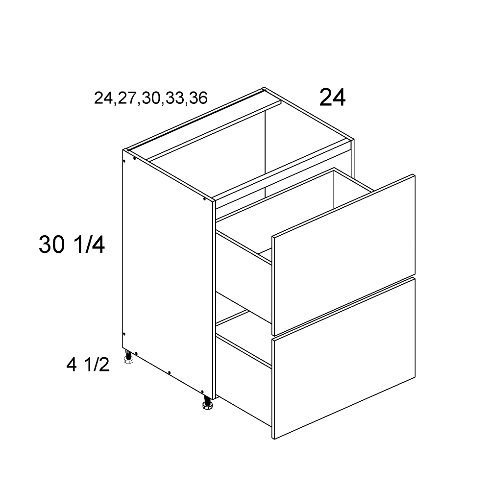 Verona Pure Blanc altamax Two Drawer Range Base - 33" Wide x 34-1/2" High x 24" Deep