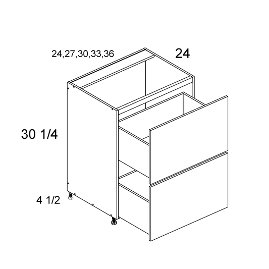 Palermo Gloss White altamax Two Drawer Range Base - 36" Wide x 34-1/2" High x 24" Deep