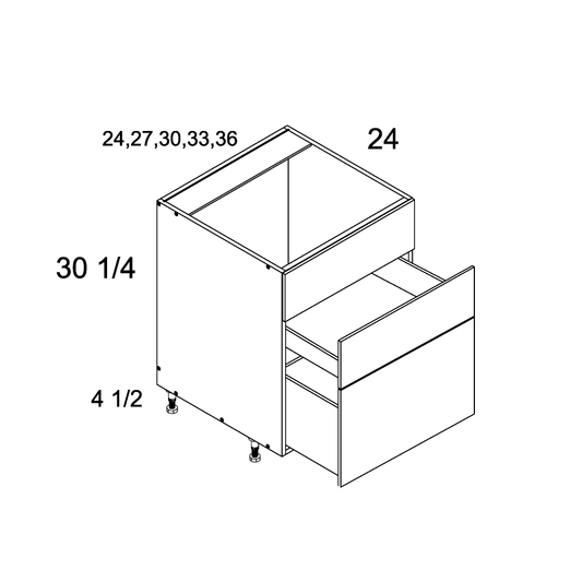 Torino White Pine altamax Two Drawer with One False Front Range Base - 36" Wide x 34-1/2" High x 24" Deep