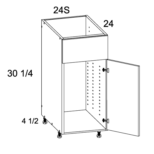 Palermo Gloss White Sink Base Cabinet with False Drawer Front - 24" Wide x 34-1/2" Deep x 24" Deep