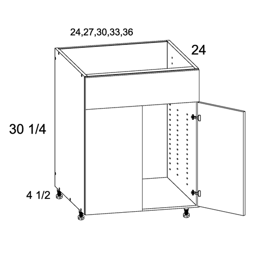 Torino Grey Wood Sink Base Cabinet with False Drawer Front - 33" Wide x 34-1/2" Deep x 24" Deep