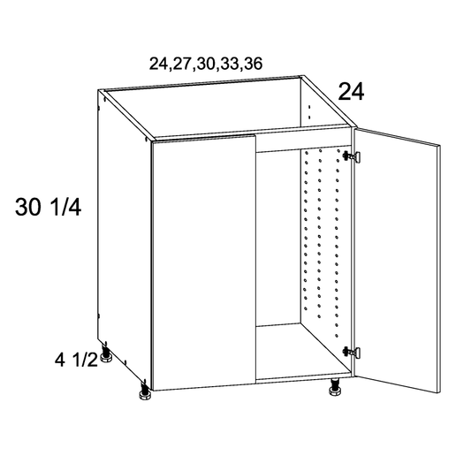 Palermo Gloss White Full Height Door Sink Base - 33" Wide x 34-1/2" High x 24" Deep