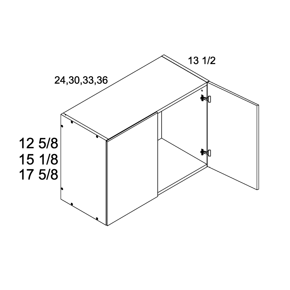 Torino Dark Wood 13-1/2" Deep Two Door Wall Stacker Cabinet - 36" Wide x 12-5/8" High x 13-1/2" Deep