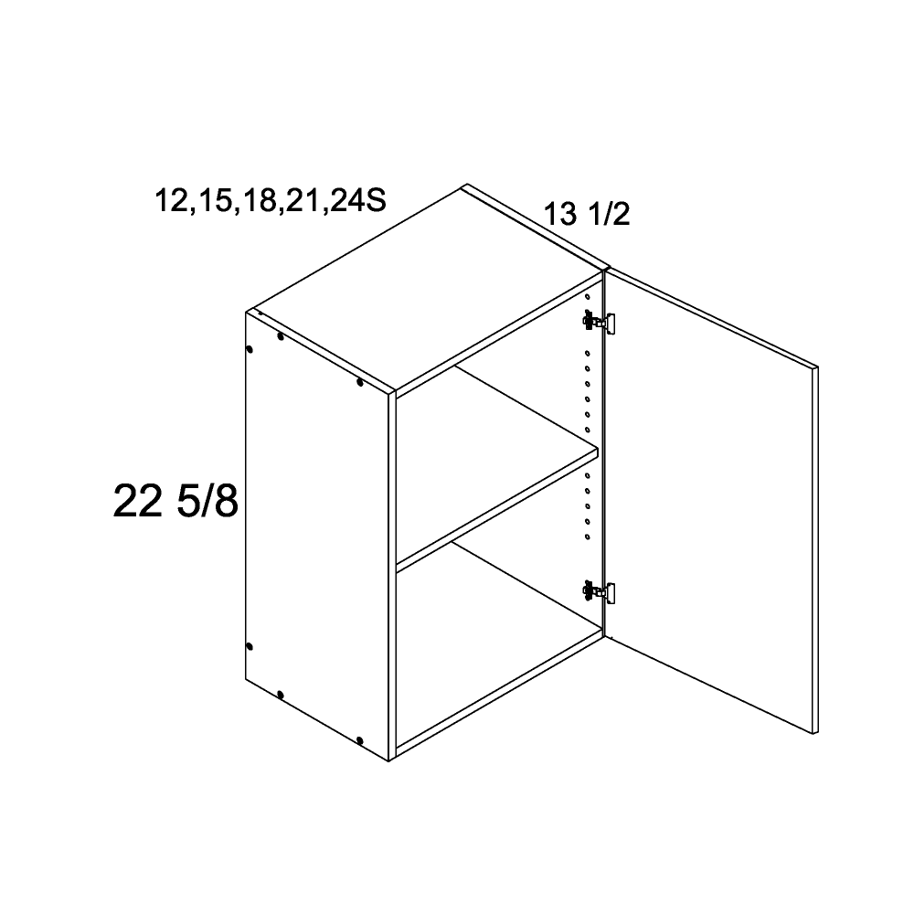 Torino Grey Wood 13-1/2" Deep One Door Wall Stacker Cabinet - 15" Wide x 22-5/8" High x 13-1/2" Deep