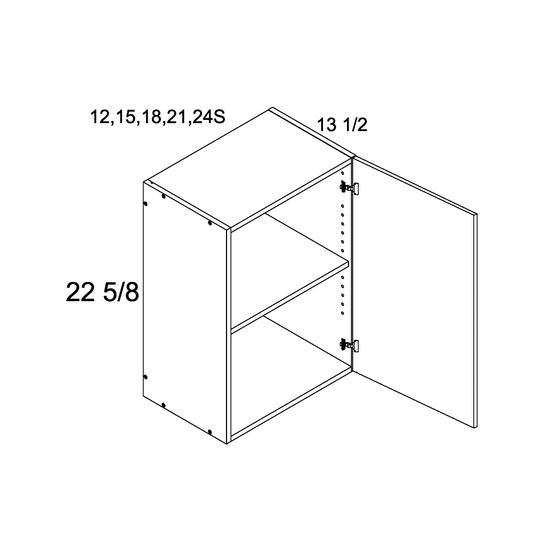 Torino Grey Wood 13-1/2" Deep One Door Wall Stacker Cabinet - 15" Wide x 22-5/8" High x 13-1/2" Deep