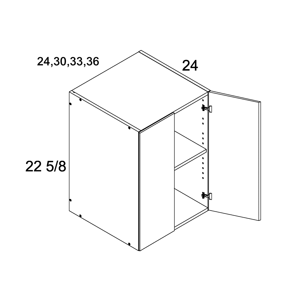 Verona Pure Blanc 24" Deep Two Door Wall Stacker Cabinet - 24" Wide x 22-5/8" High x 24" Deep