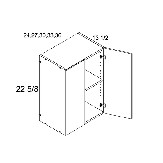 Torino Grey Wood 13-1/2" Deep Two Door Wall Stacker Cabinet - 33" Wide x 22-5/8" High x 13-1/2" Deep