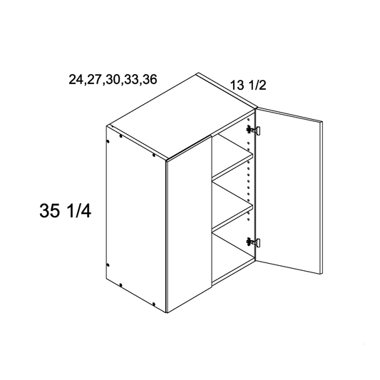 Verona Pure Blanc Two Door Wall Cabinet - 36" Wide x 35-1/4" High x 13-1/2" Deep