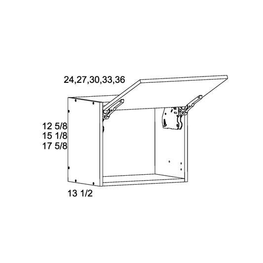 Torino Grey Wood 13-1/2" Deep Blum Flip Up Door Wall Cabinet - 36" Wide x 17-5/8" High x 13-1/2" Deep