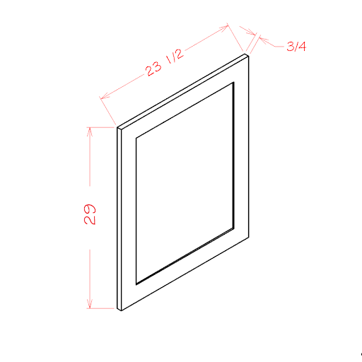 Shaker Dove Base Decorative End Panel - 23-1/2"W x 29"H x 3/4"D
