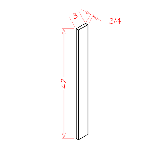 Edgeline White 3"W Filler - 3"W x 42"H x 3/4"D