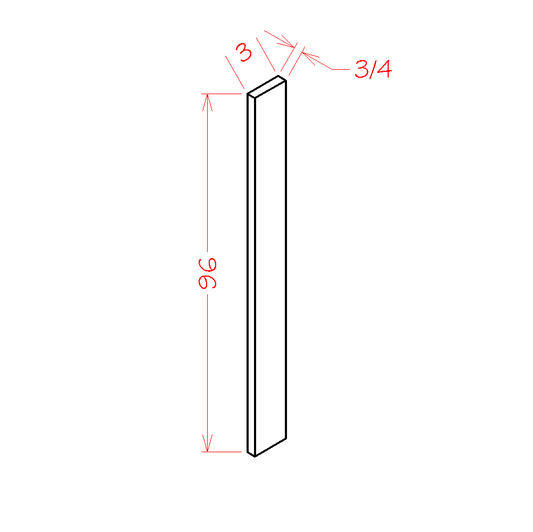Edgeline White 3"W Tall Filler - 3"W x 96"H x 3/4"D