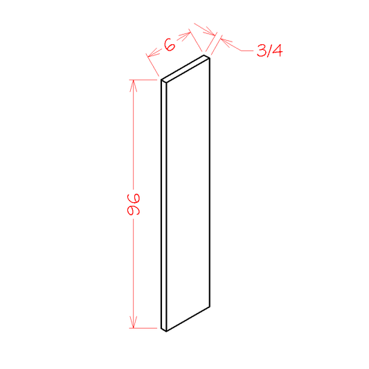 Torrance White 6"W Tall Filler - 6"W x 96"H x 3/4"D