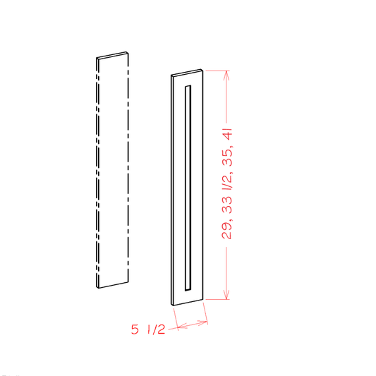 Edgeline White Filler Overlay - 5-1/2"W x 35"H x 3/4"D