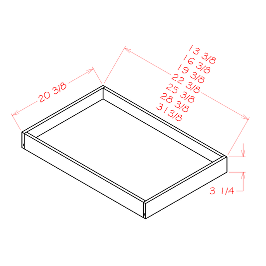 24" Roll Out Shelf - 19-1/2"W x 3-3/8"H x 20-7/16"D