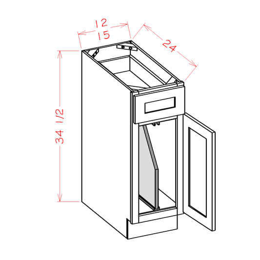 Shaker Dove Tray Divider Base Cabinet Kit - 15"W x 34-1/2"H x 24"D -1D-1DR-1TD
