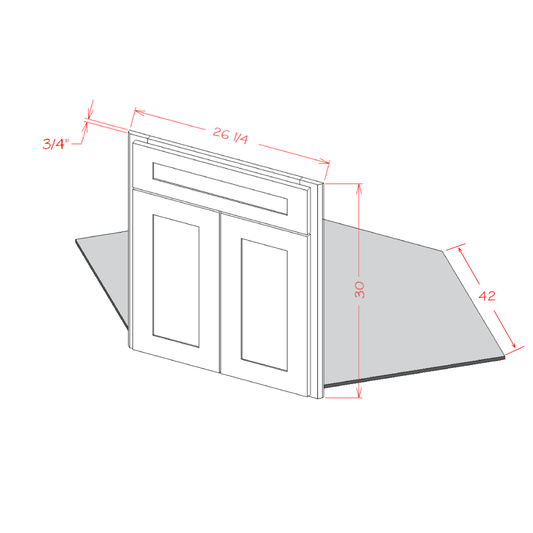 Casselberry Antique White 42" Diagonal Corner Sink Front & Floor Kit - 26-1/4"W x 30"H x 3/4"D -2D-1FDR