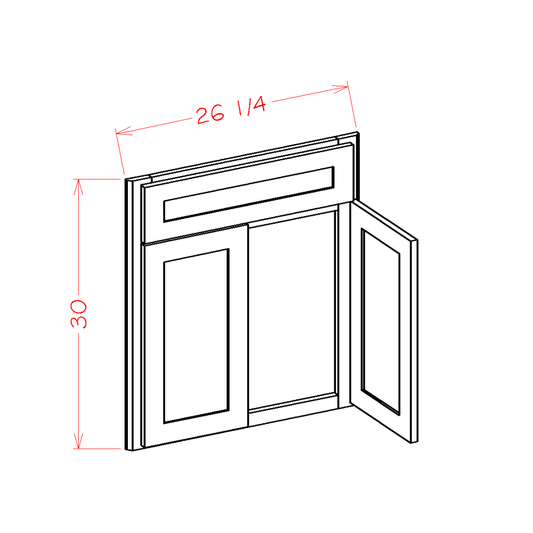 Torrance White 42" Diagonal Corner Sink Front - 26-1/4"W x 30"H x 3/4"D